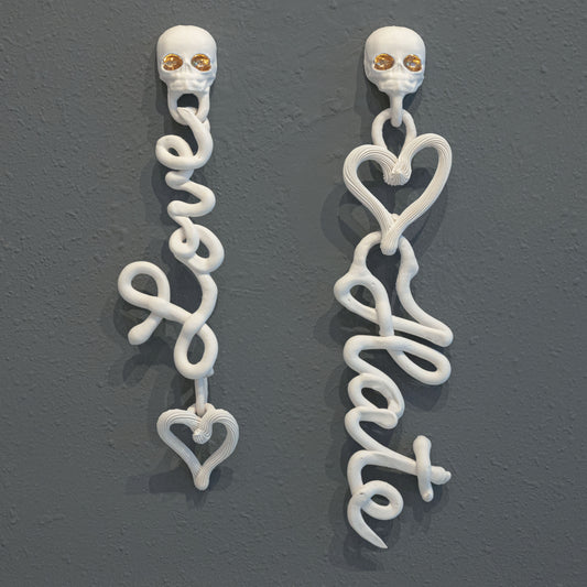 Love/Hate, Pair of Wall Hanging (One of a Kind Porcelain Sculpture)