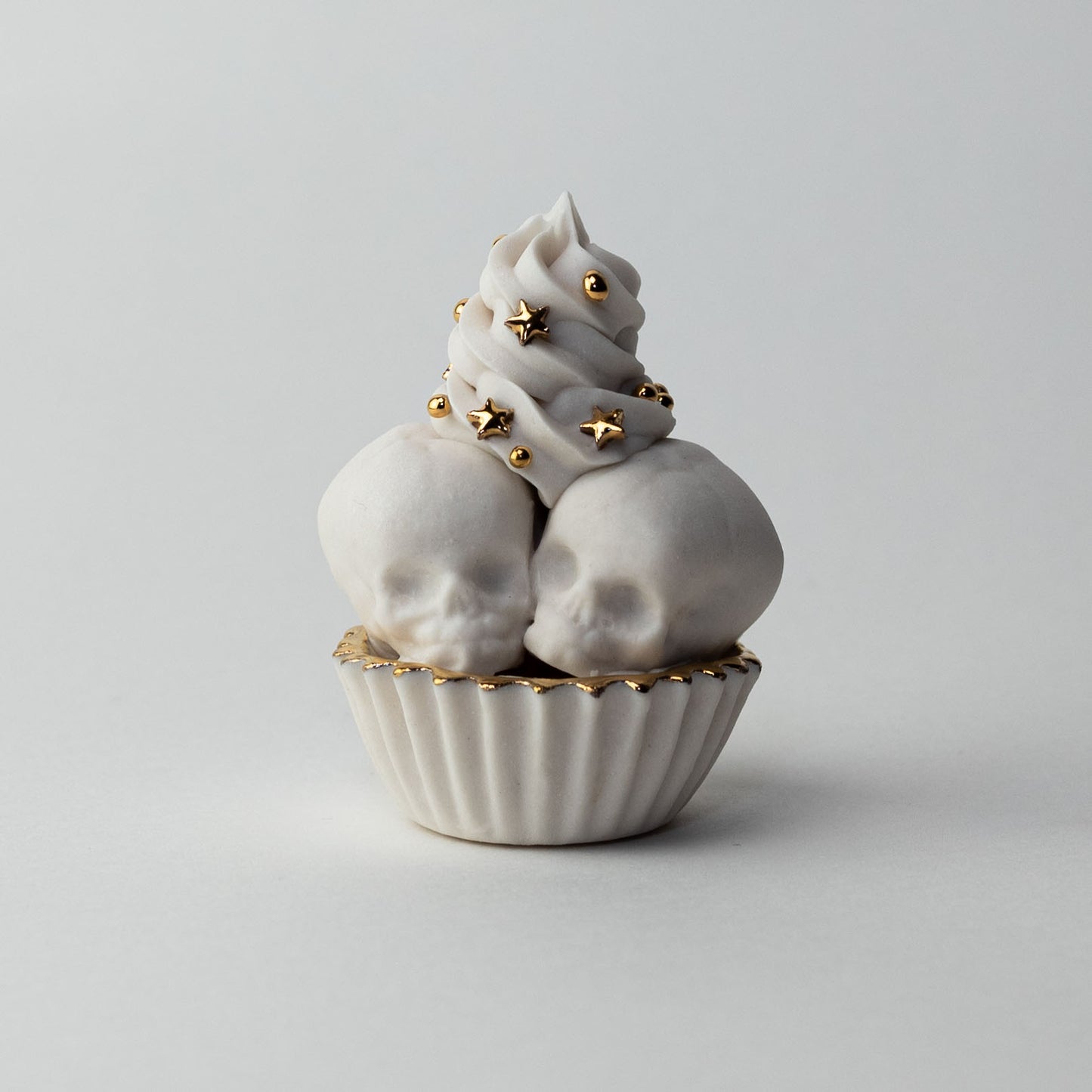 Gilded Twin Cupcake (Limited Edition Porcelain Sculpture)