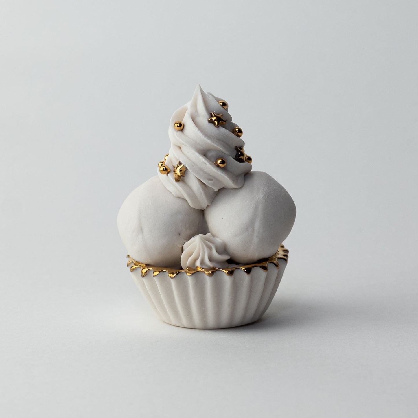 Gilded Twin Cupcake (Limited Edition Porcelain Sculpture)