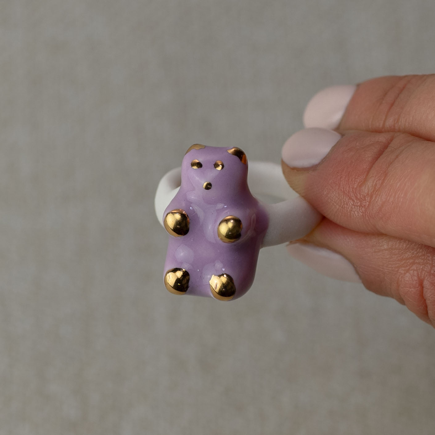 Gilded Gummy Bear Porcelain Ring