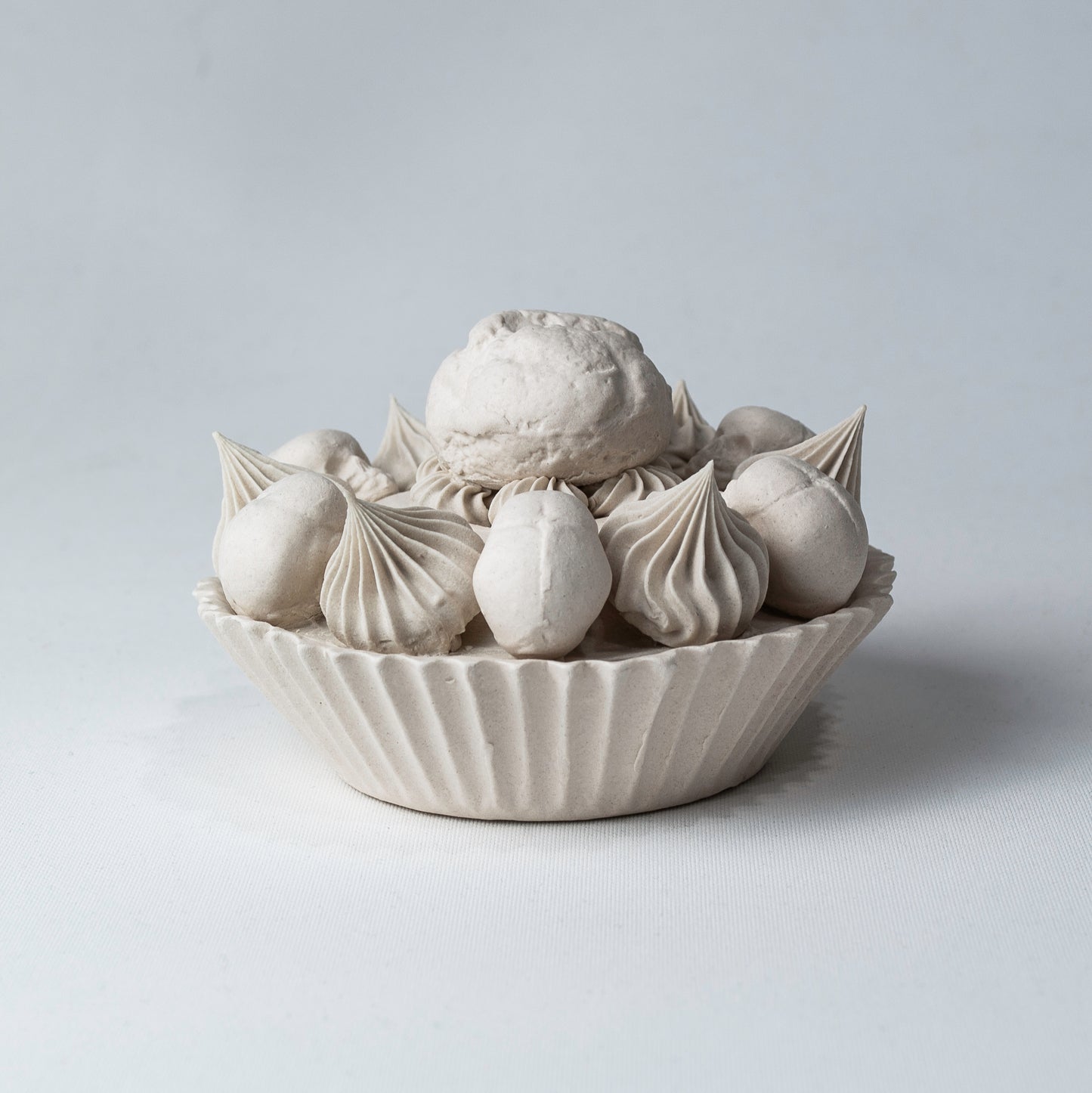 Cream Puff Tart (One of a Kind Porcelain Sculpture)