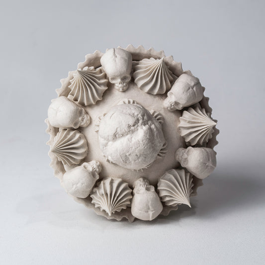 Cream Puff Tart (One of a Kind Porcelain Sculpture)