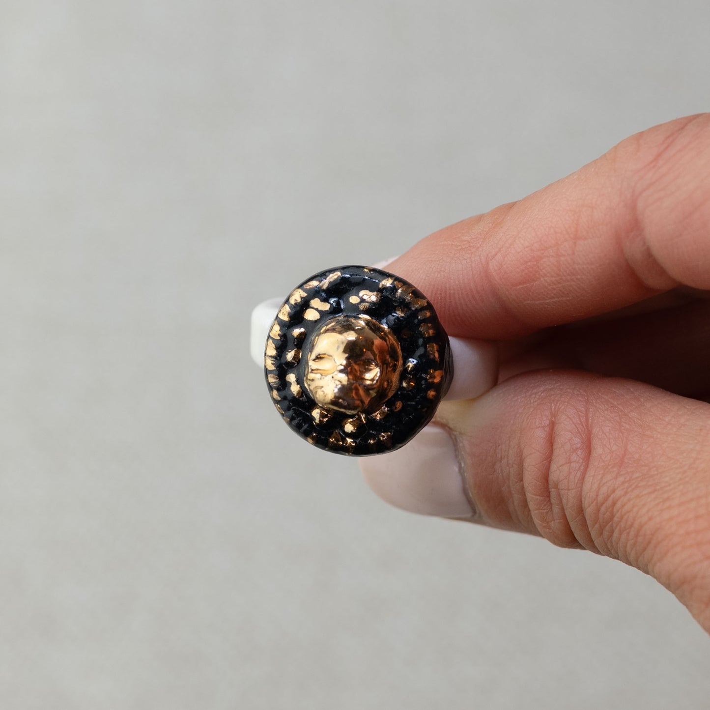 Gilded Skull Medallion Ring