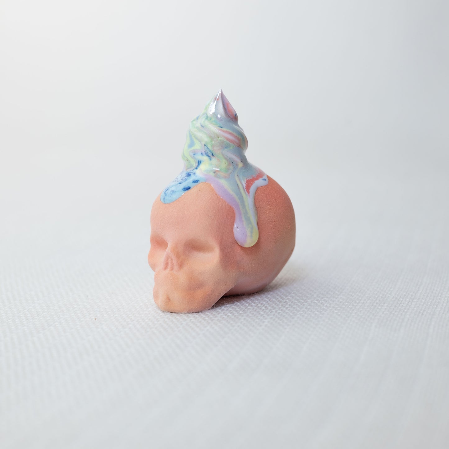 Small Rainbow Unicorn Dessert Skull C6