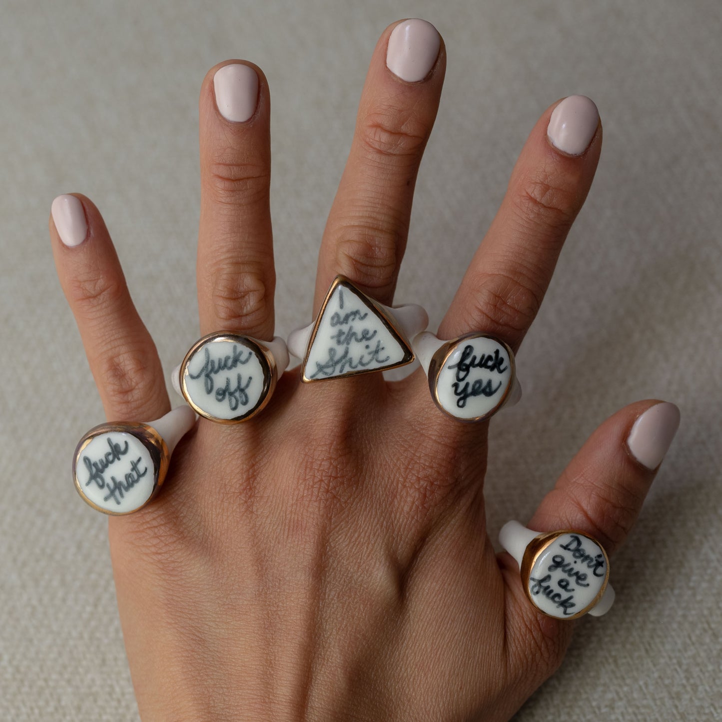 Expletives Gilded Porcelain Ring