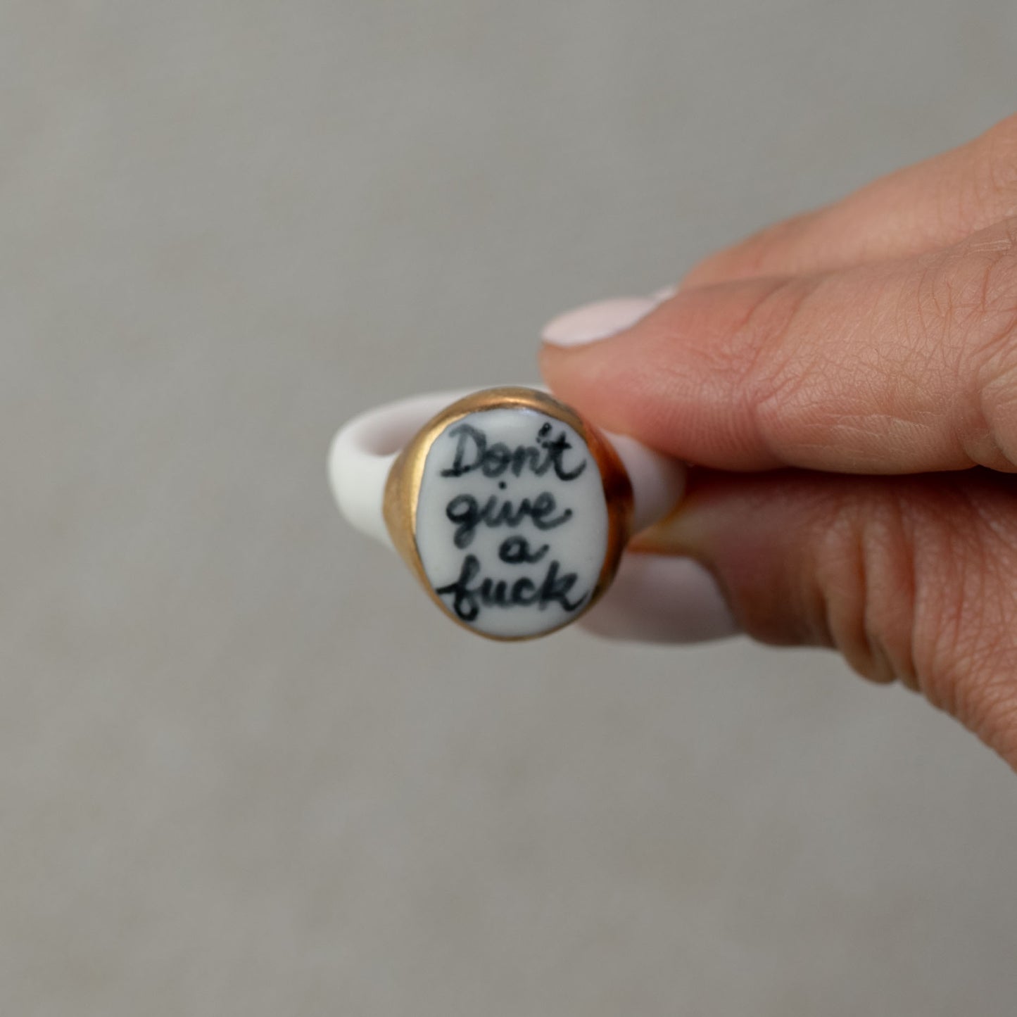 Expletives Gilded Porcelain Ring