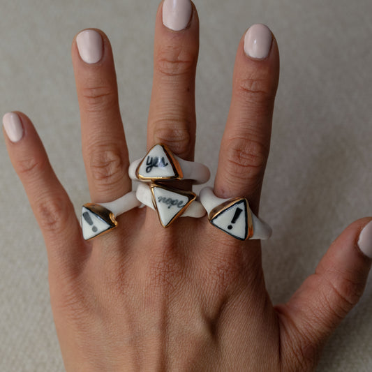 Exclamations Gilded Porcelain Ring