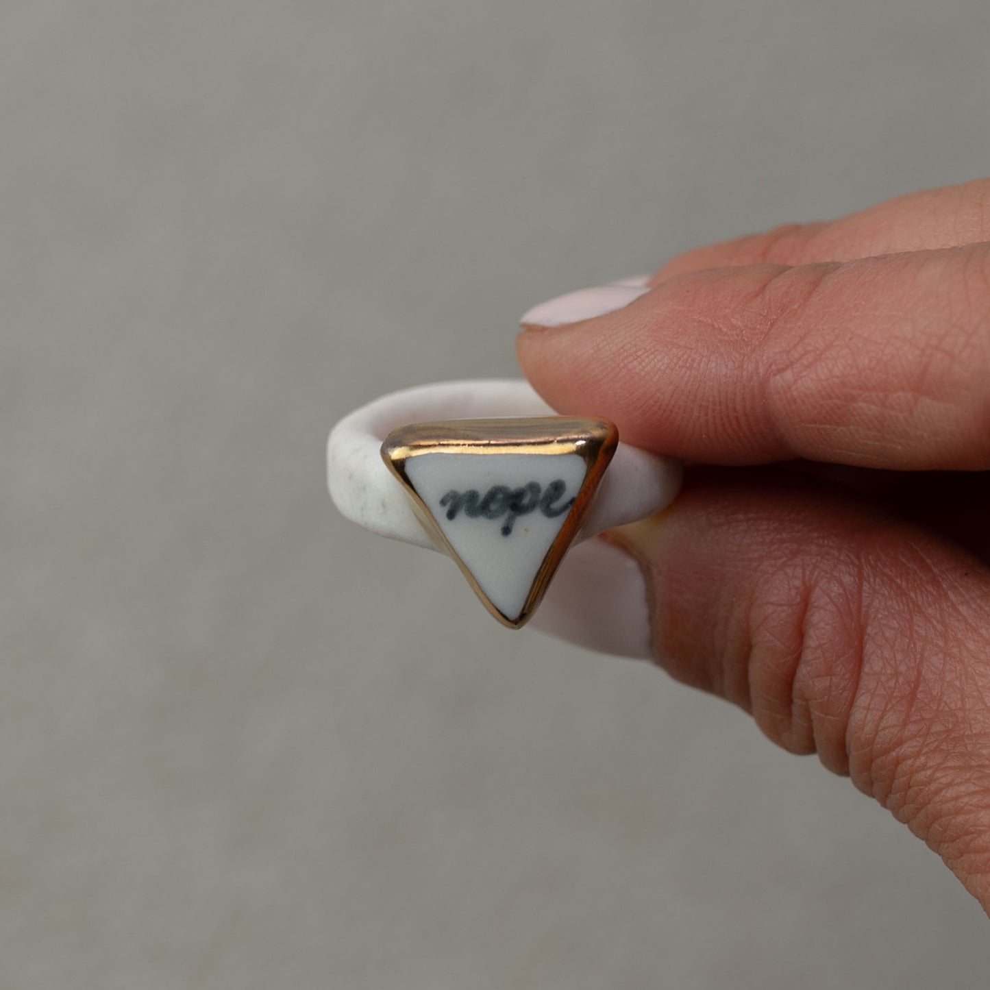 Exclamations Gilded Porcelain Ring