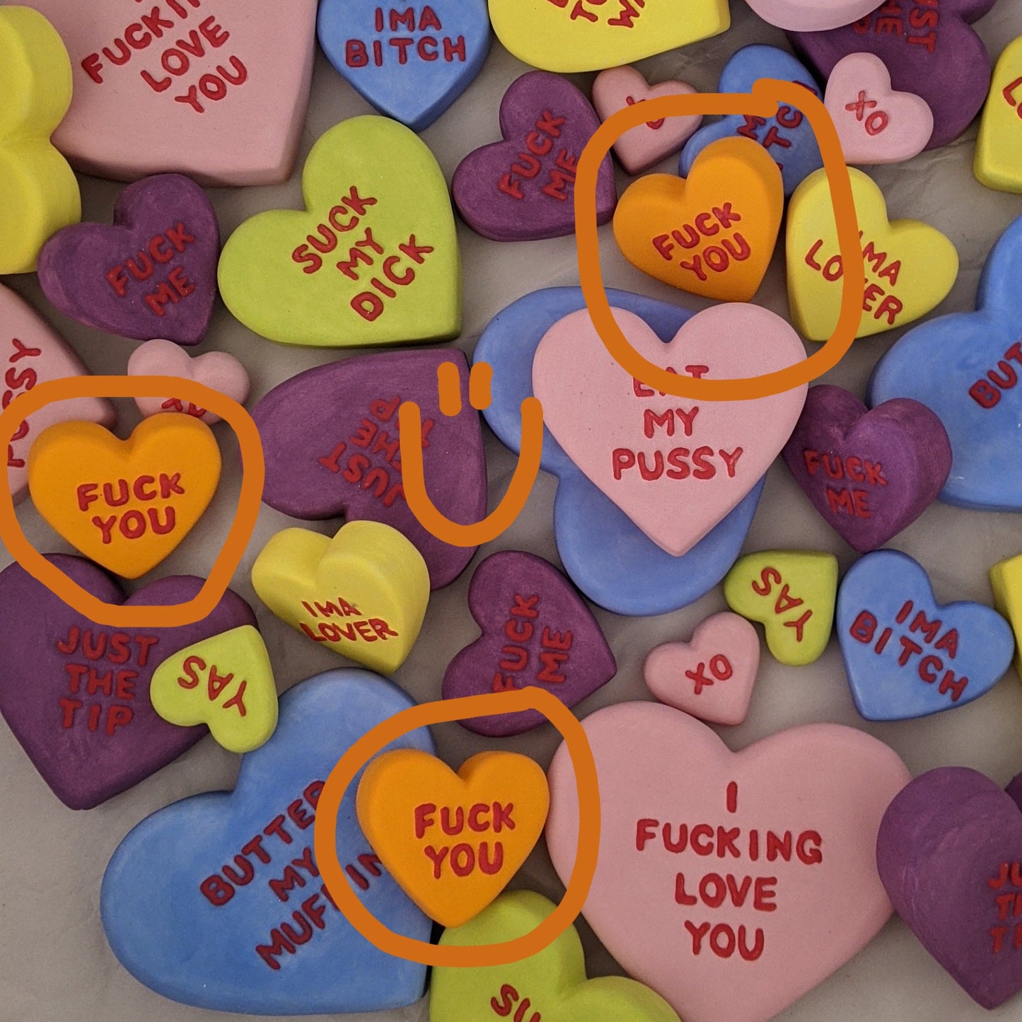 "F**K YOU" Porcelain Puffy Conversational Heart