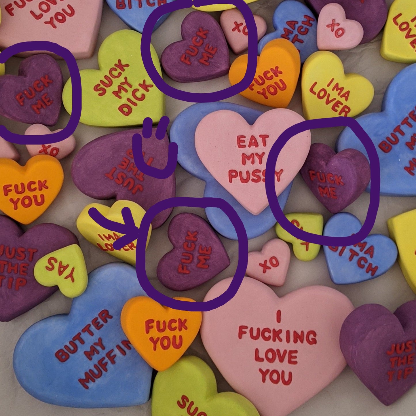 "F**K ME" Porcelain Puffy Conversational Heart