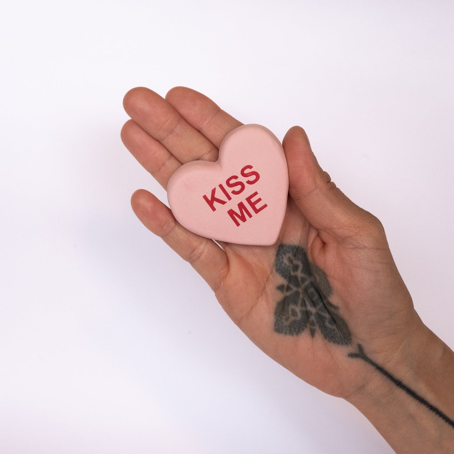 Kiss me oversized conversation heart ceramic decoration