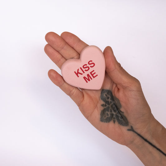 Kiss me  oversized conversation heart ceramic decoration