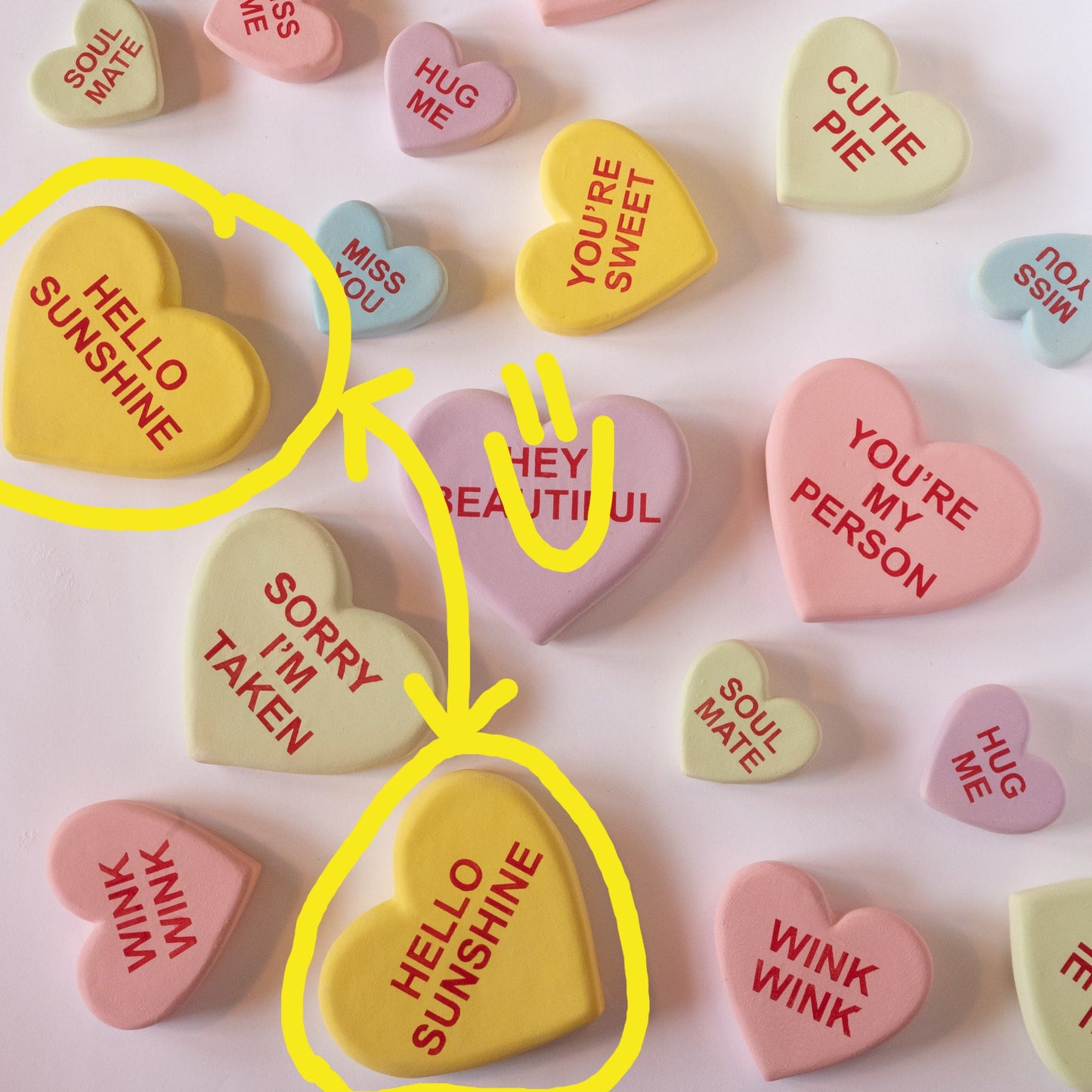 "Hello Sunshine" Ceramic Conversational Heart