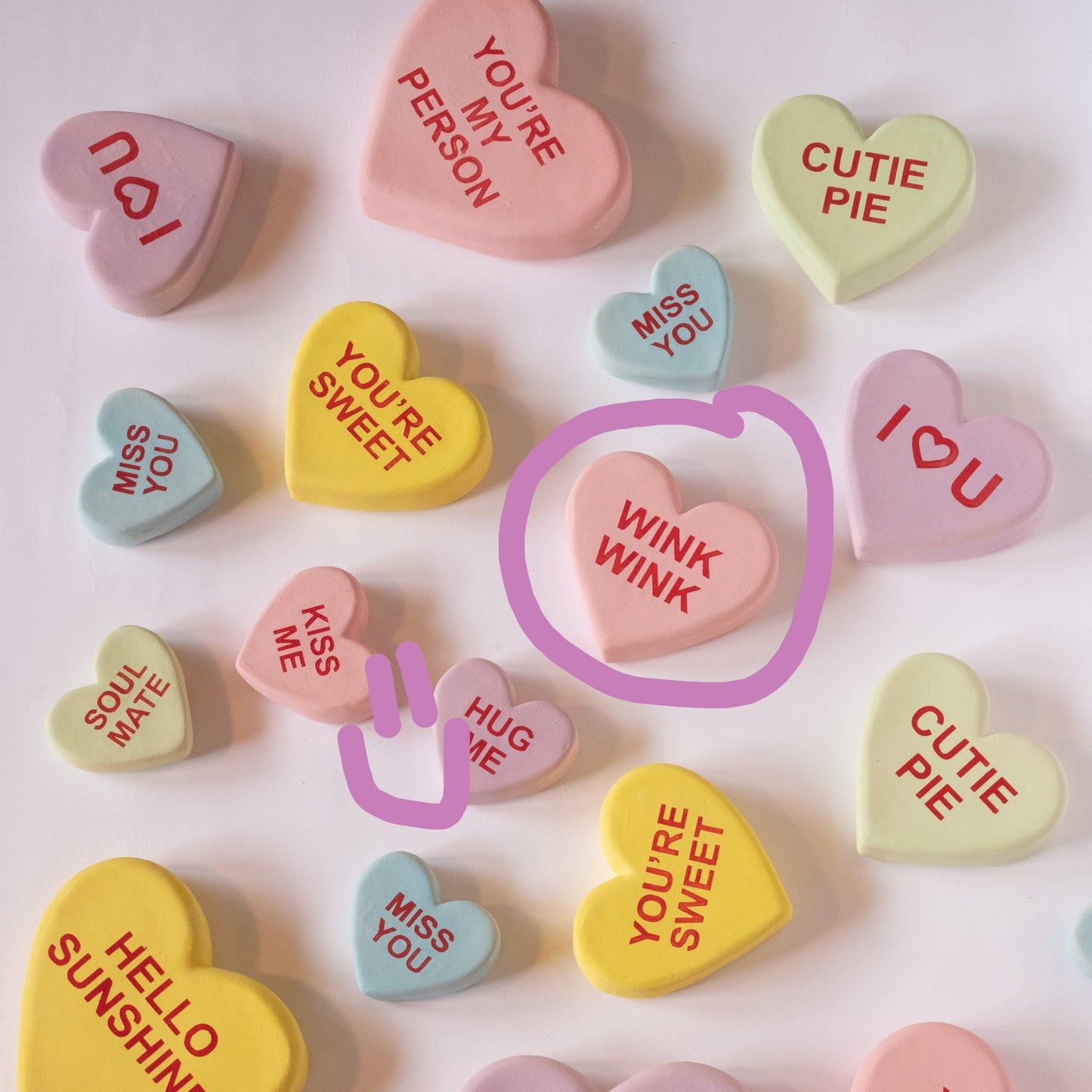 "Wink Wink" Ceramic Conversational Heart