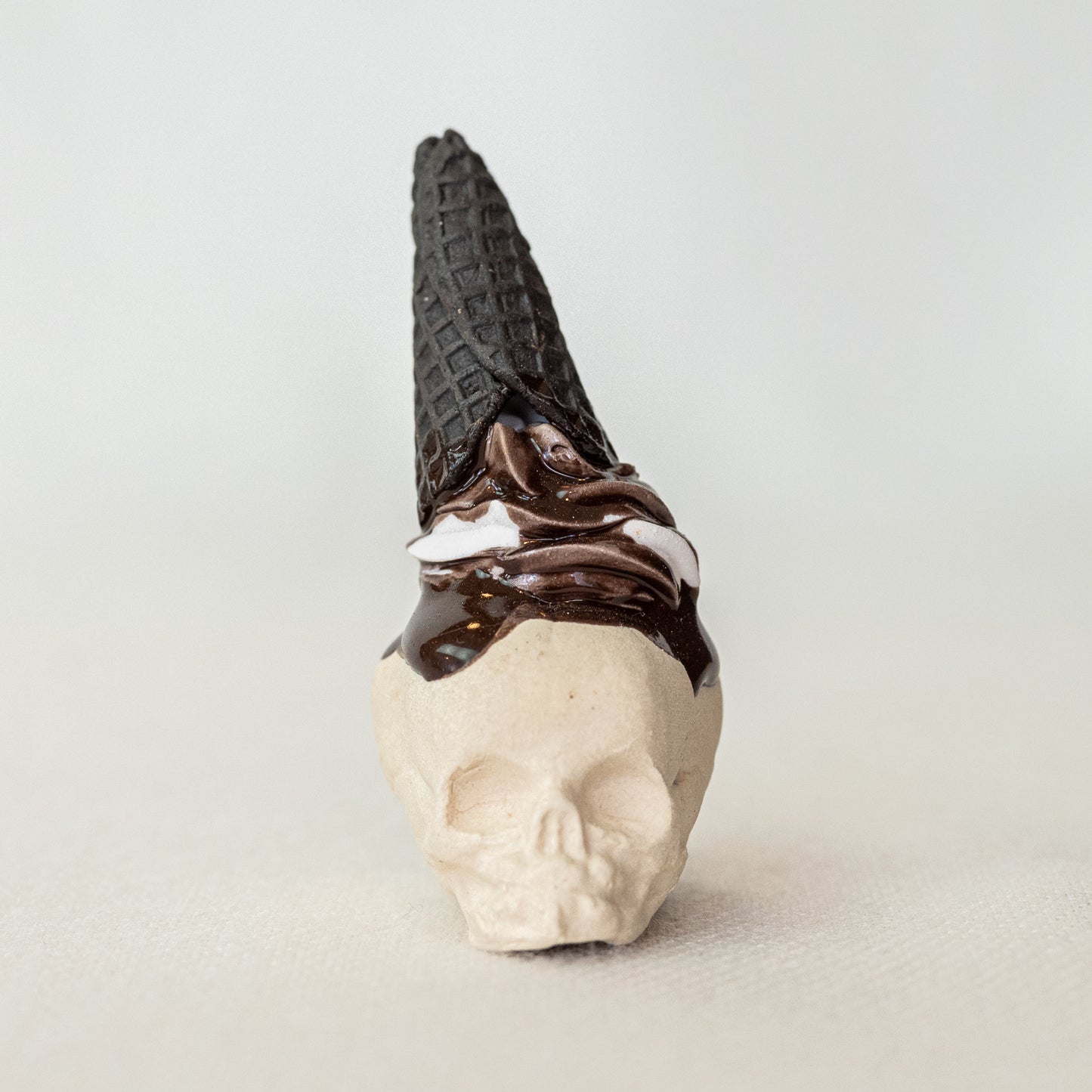 Ceramic Cookies and Cream Vanilla Cone Skull (Small)