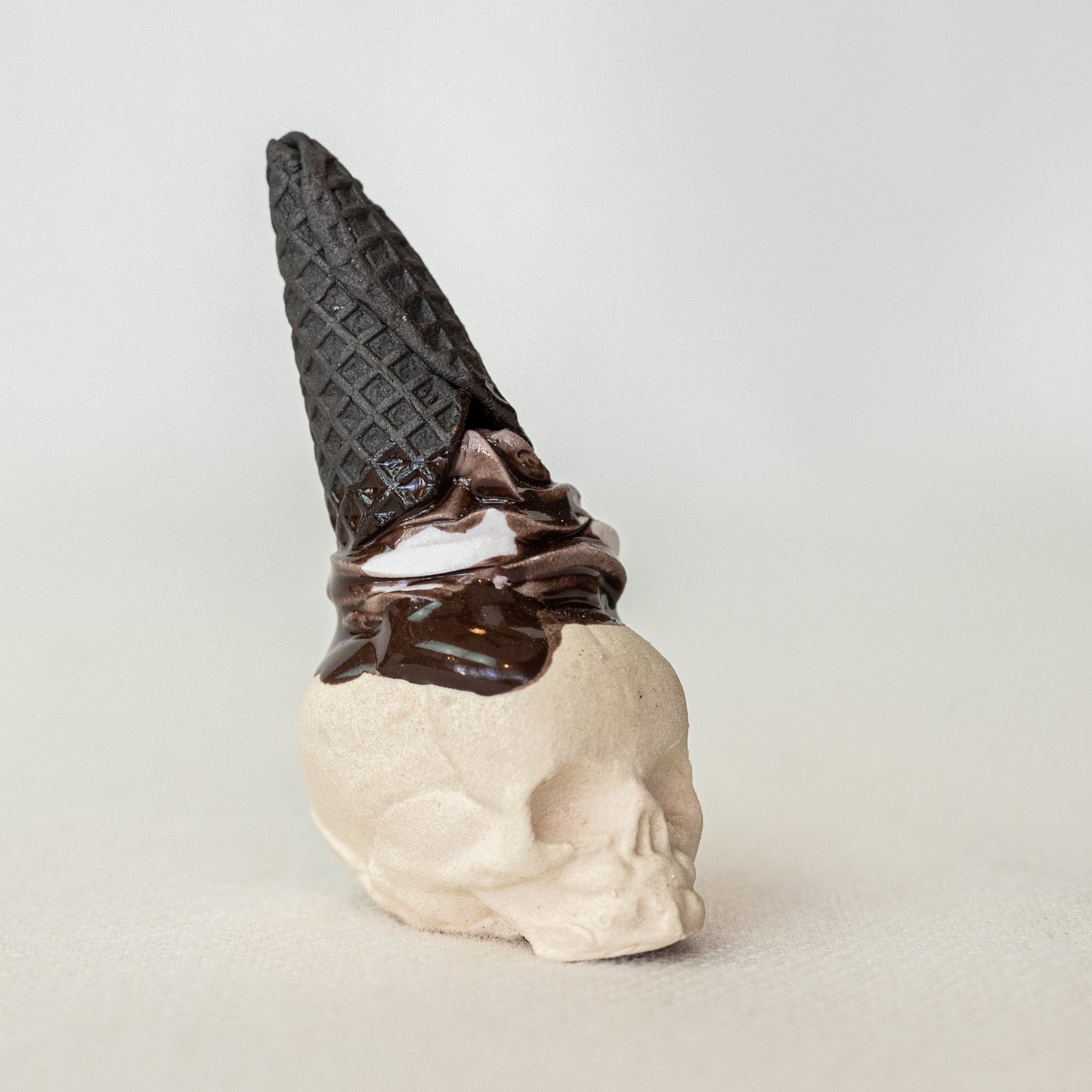 Ceramic Cookies and Cream Vanilla Cone Skull (Small)