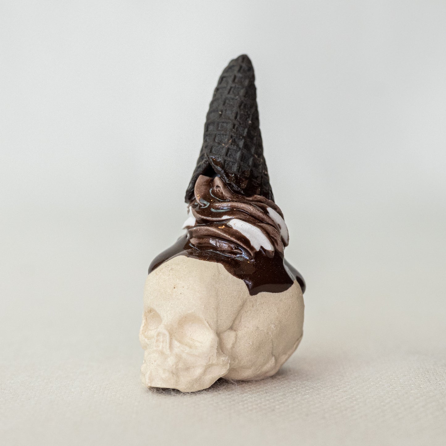 Ceramic Cookies and Cream Vanilla Cone Skull (Small)