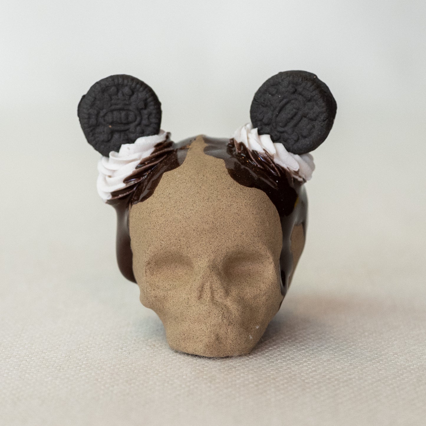 Ceramic Cookies and Cream Ears Skull (Medium)