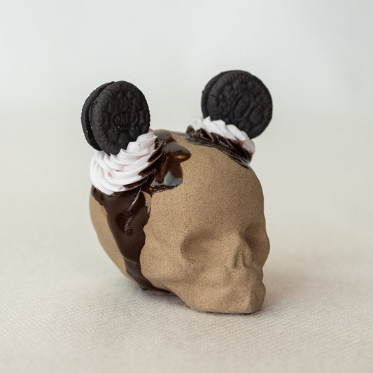 Ceramic Cookies and Cream Ears Skull (Medium)