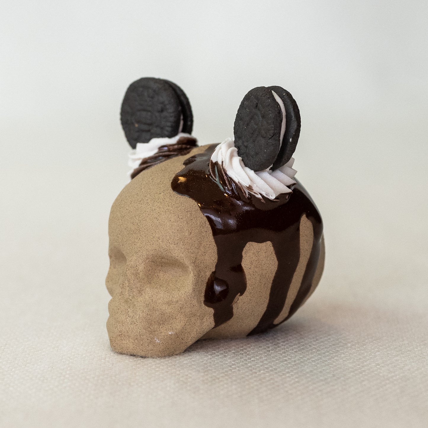 Ceramic Cookies and Cream Ears Skull (Medium)