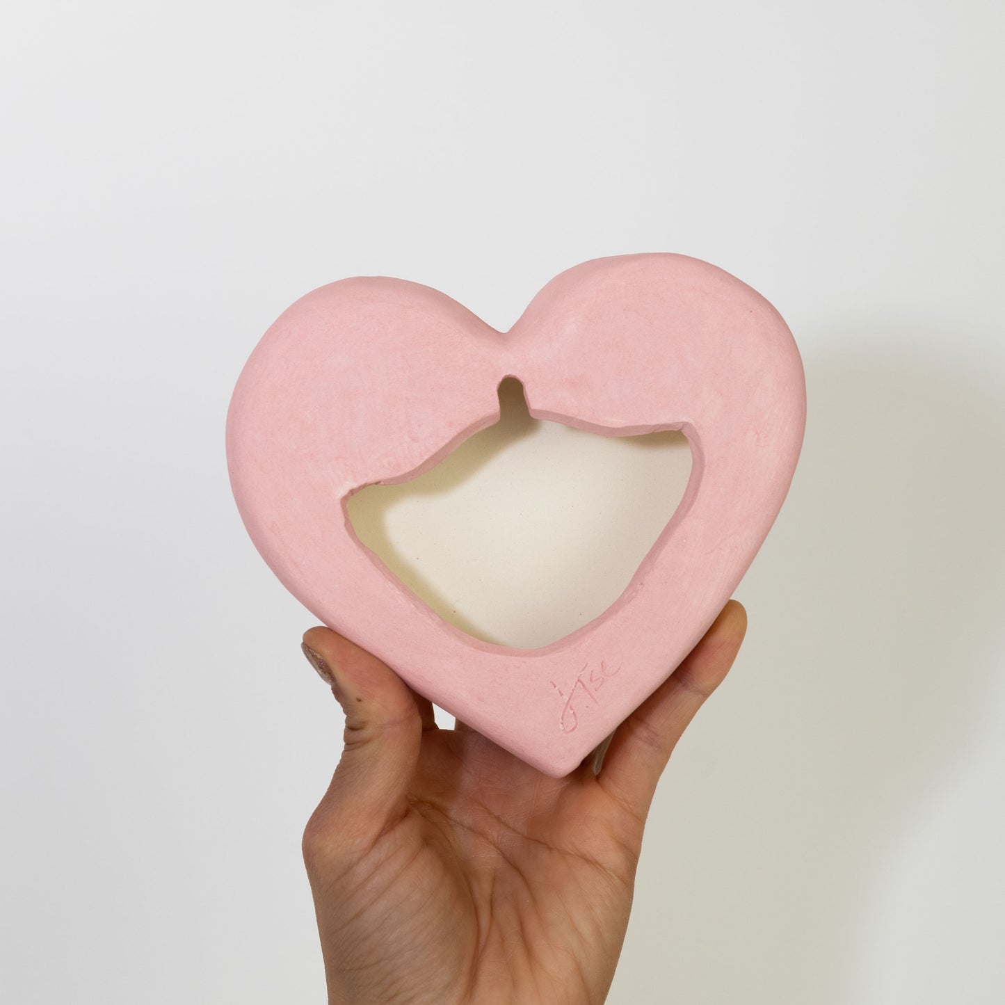 Jumbo "Lucky Charm" Pink Heart Ceramic Sculpture