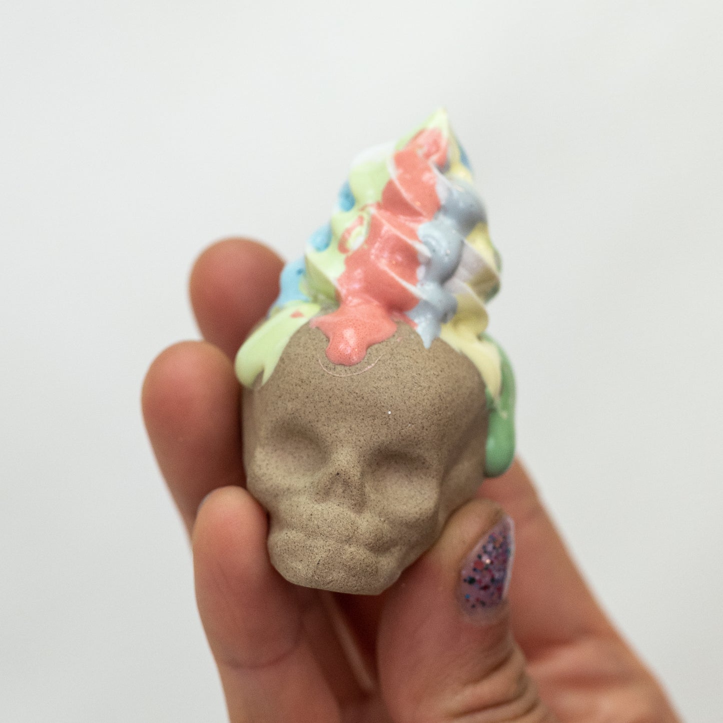 Pastel Rainbow Unicorn Drizzle Skull (Small)