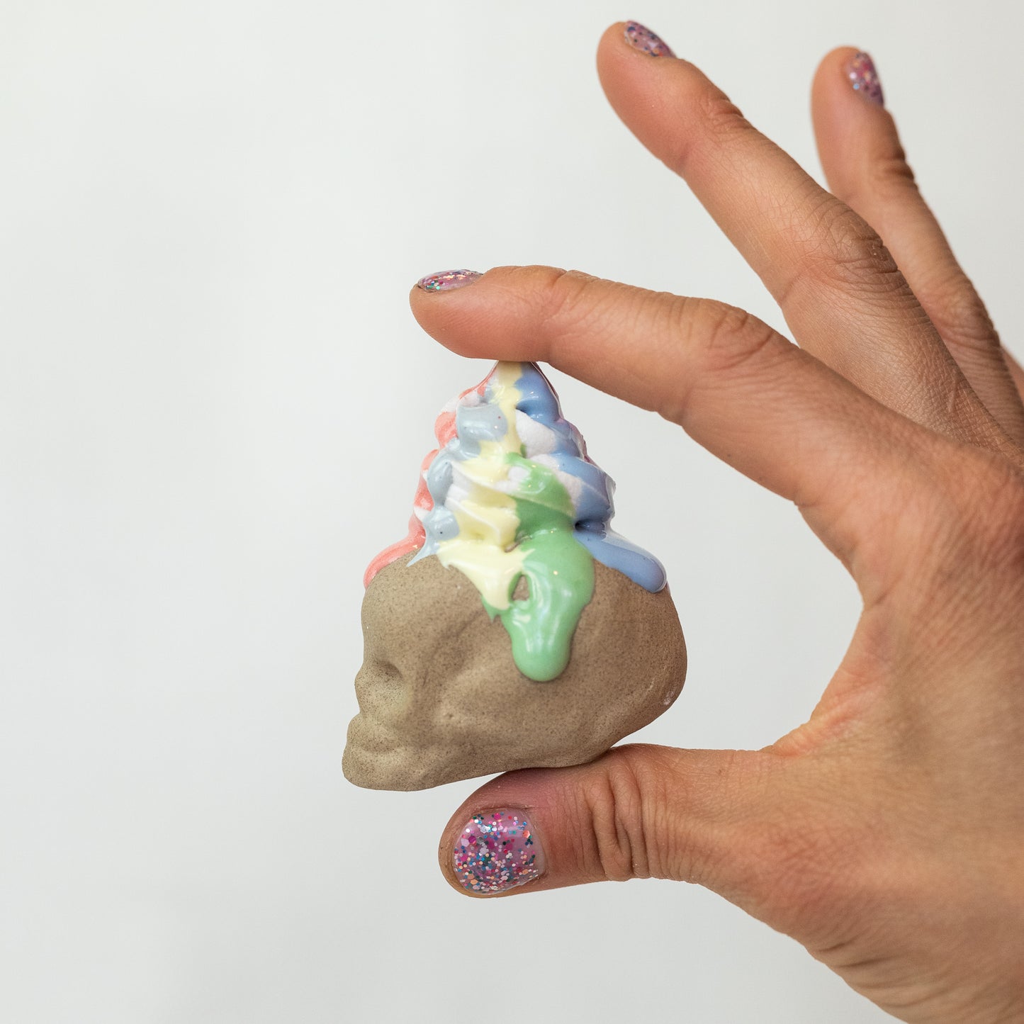 Pastel Rainbow Unicorn Drizzle Skull (Small)