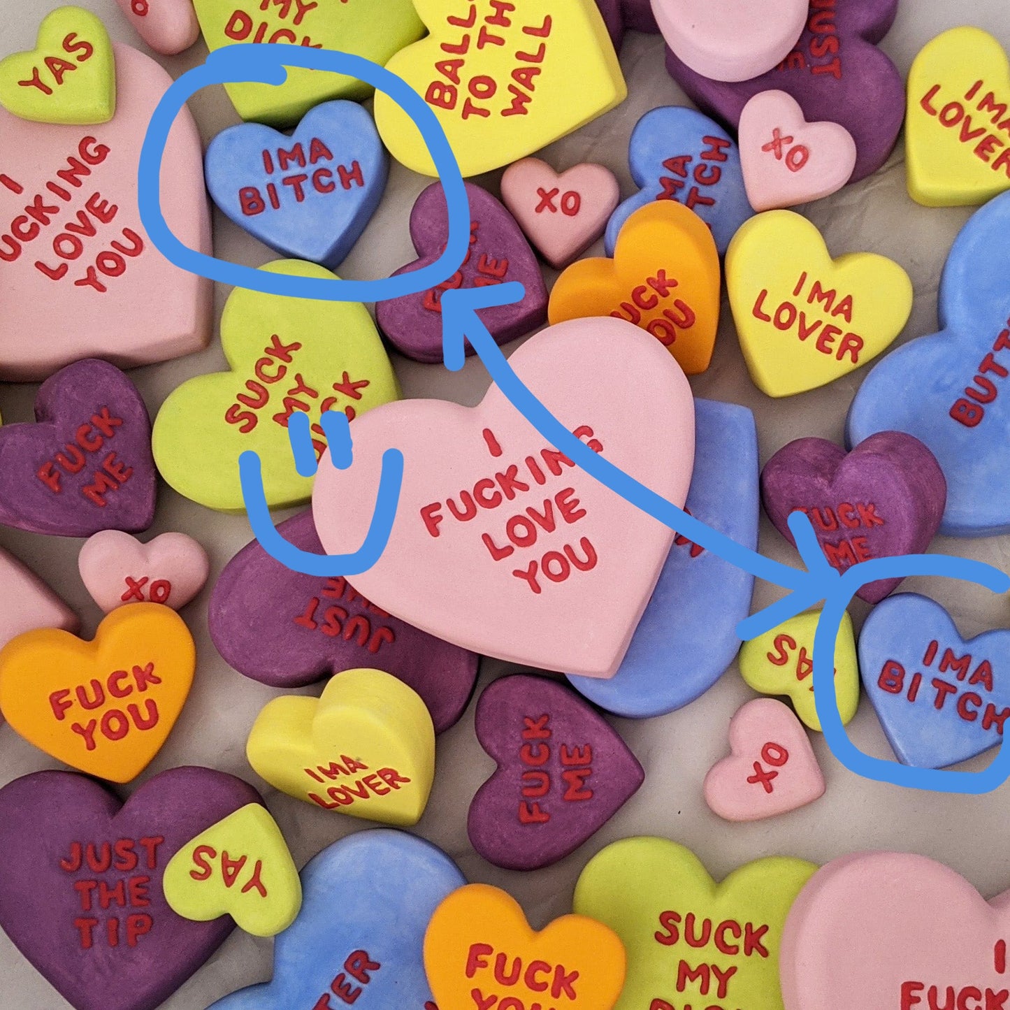 "IMA BITCH" Porcelain Puffy Conversational Heart