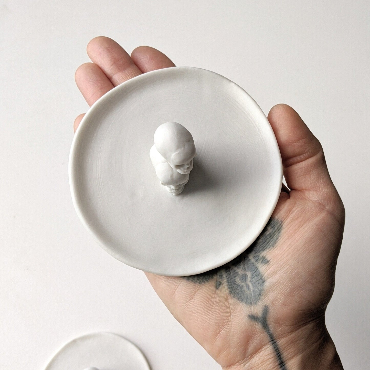 white porcelain skull ring dish alternative bride wedding jewelry plate