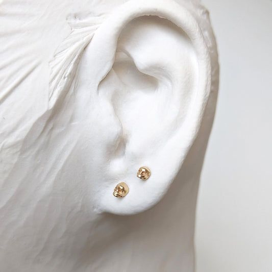 world's tiniest skull earring 14k gold