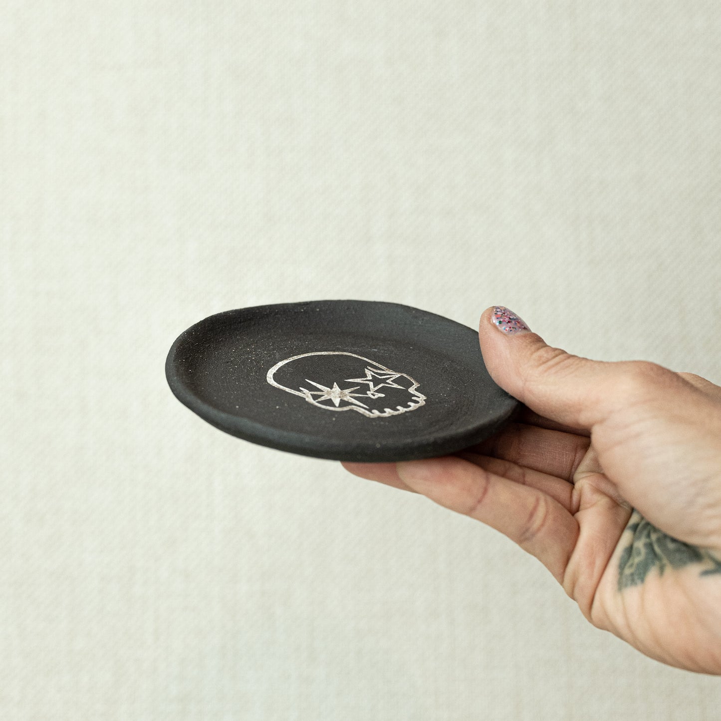 Starry-Eyed Skull Ceramic Dish