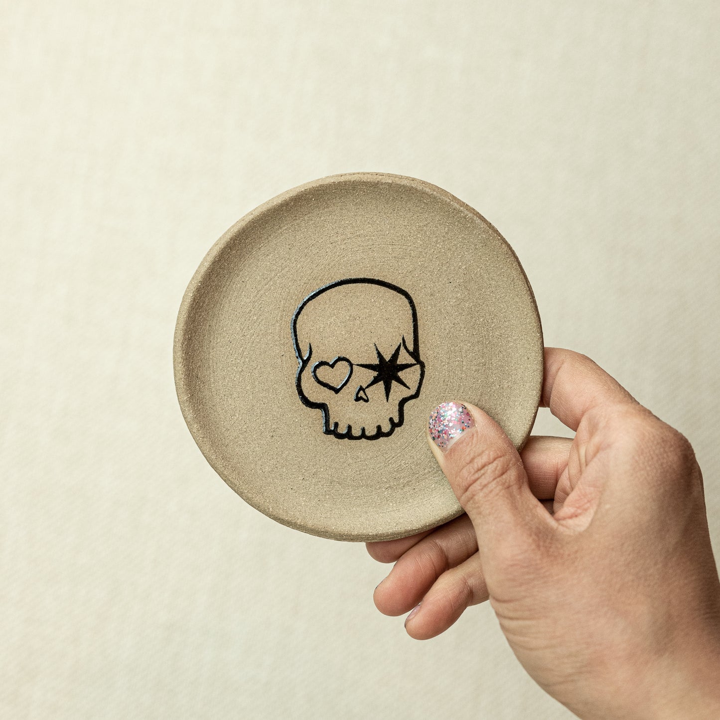 Starry-Eyed Skull Ceramic Dish