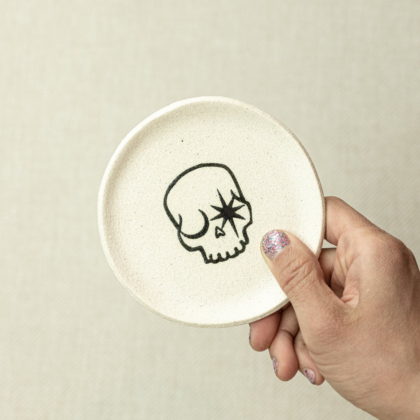 Starry-Eyed Skull Ceramic Dish