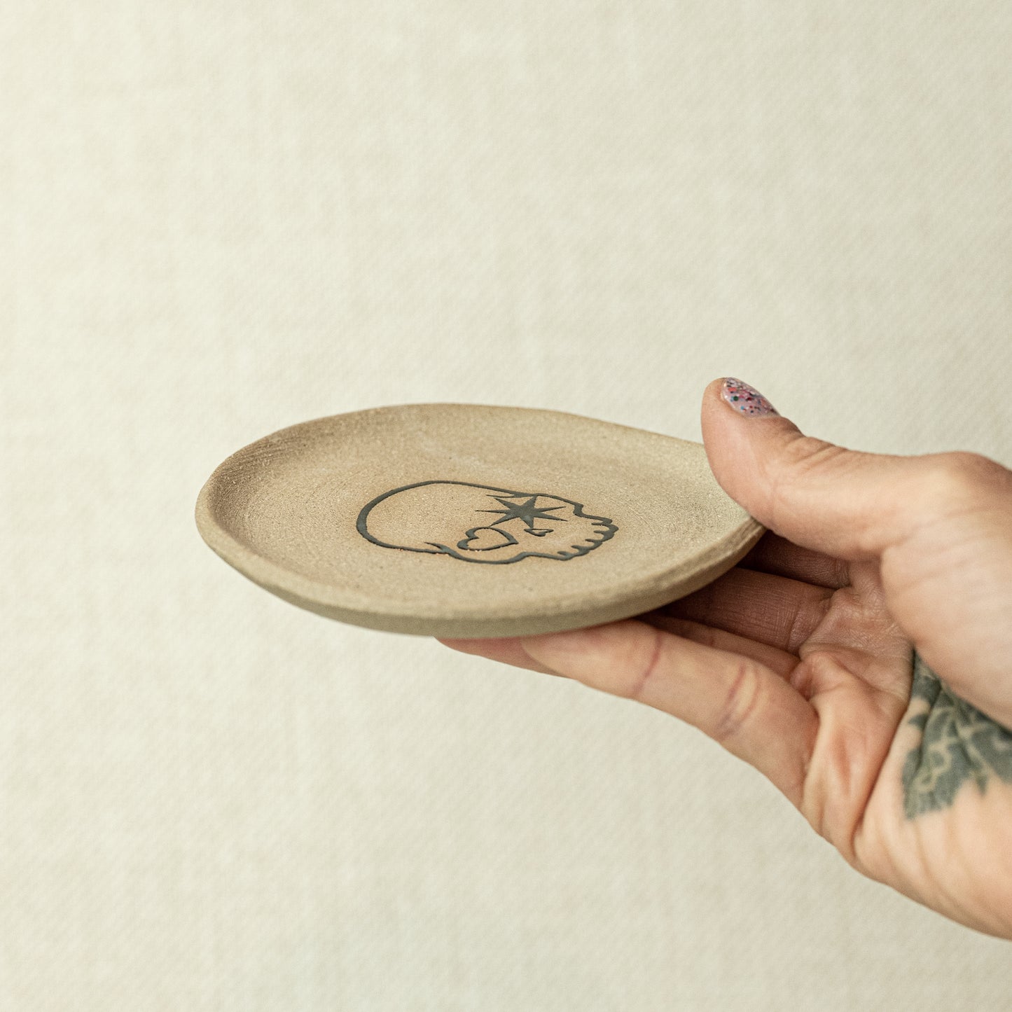 Starry-Eyed Skull Ceramic Dish