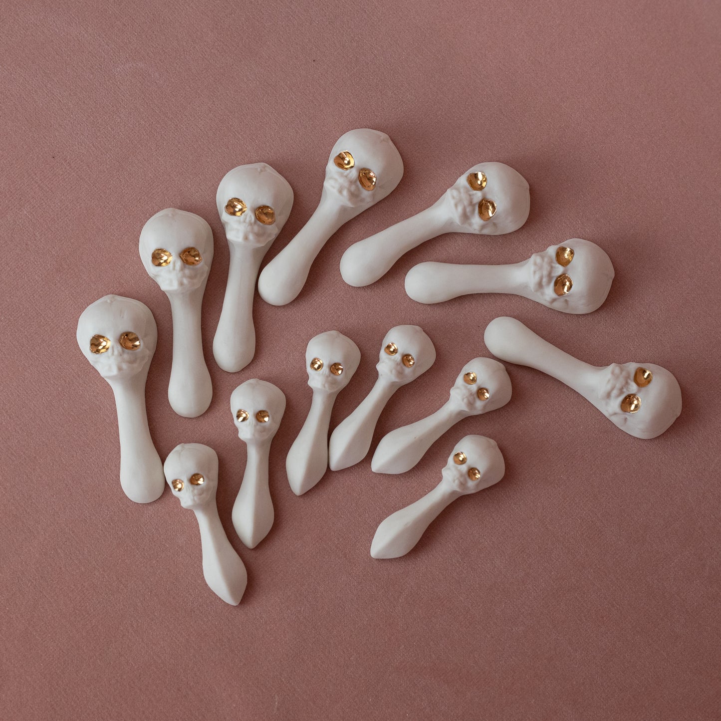 Gilded Porcelain Skull Spoon