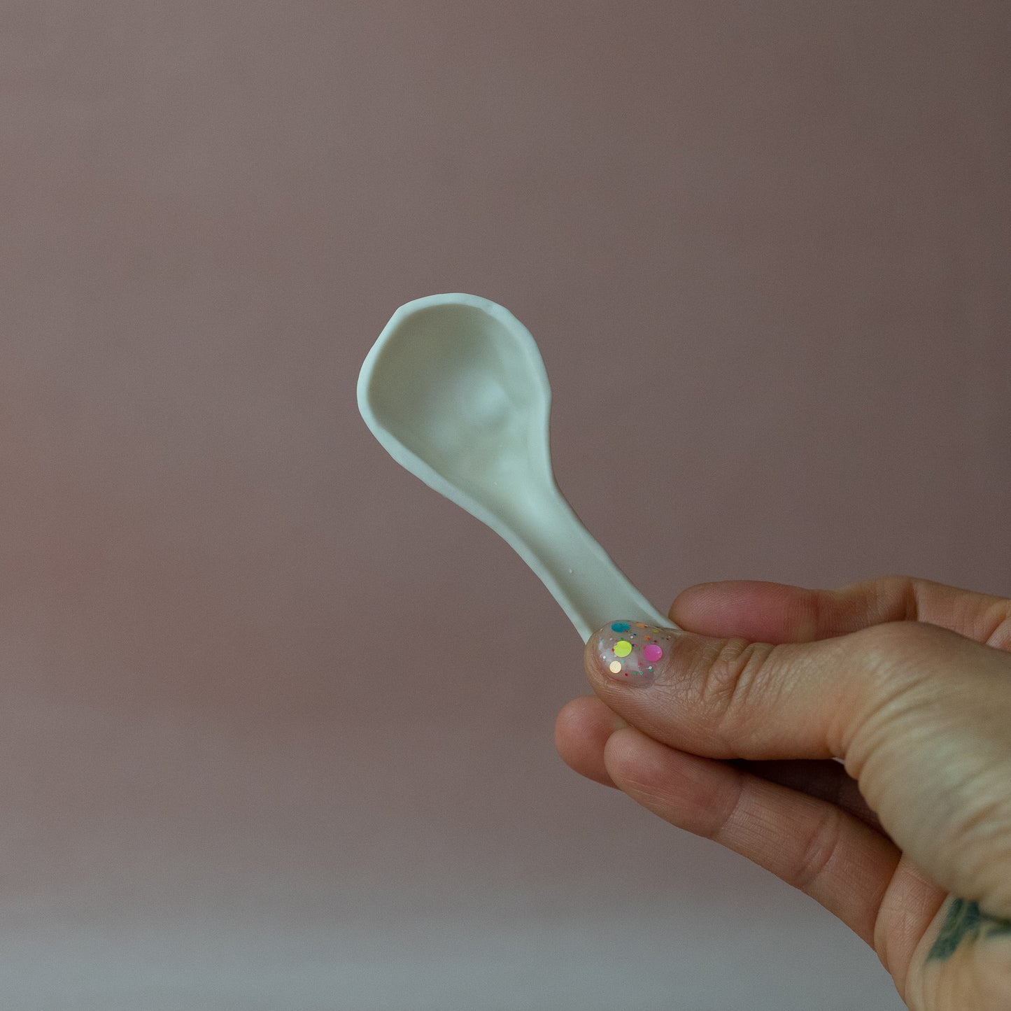 Gilded Porcelain Skull Spoon