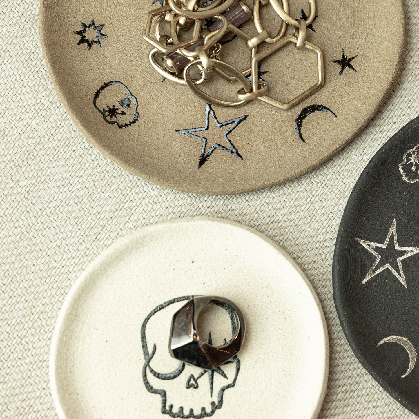 Starry-Eyed Skull Ceramic Dish