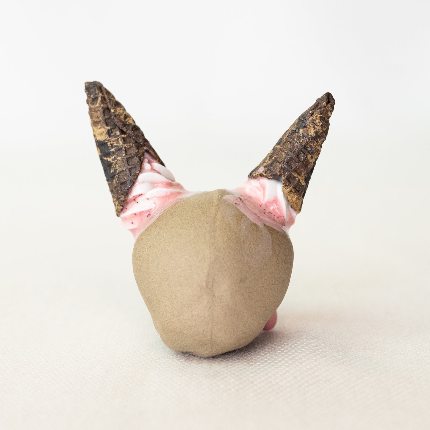 Ceramic Strawberry and Cream Cone Horns Skull (Medium)