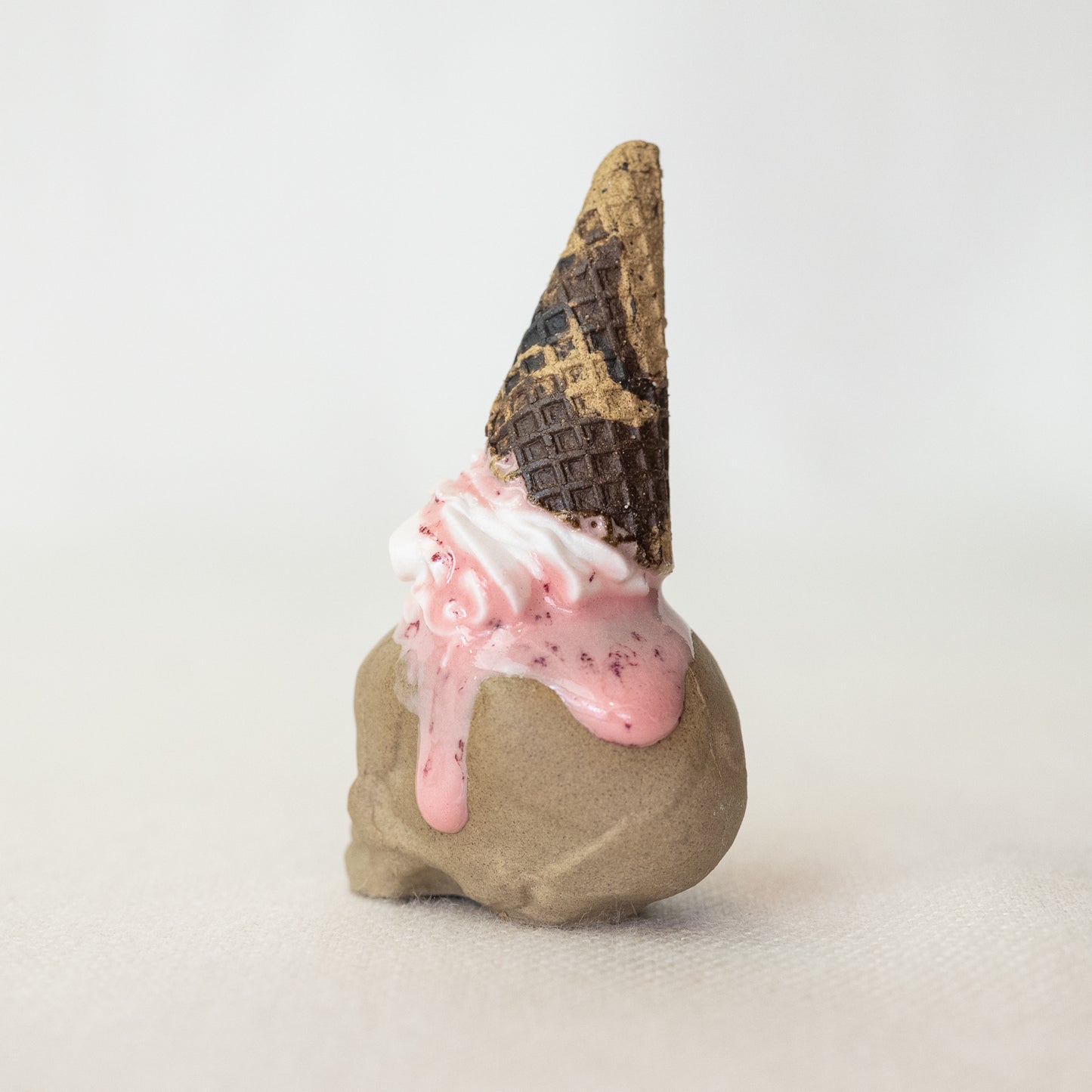 Ceramic Strawberry and Cream Cone Skull (Small)