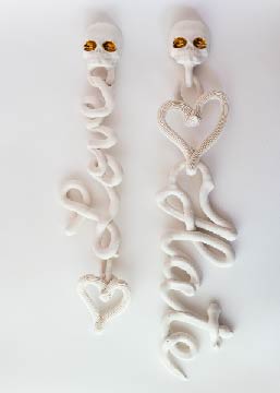 Love/Hate, Pair of Wall Hanging (One of a Kind Porcelain Sculpture)