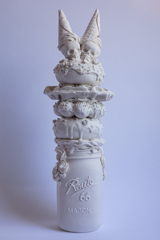 Route 66 Mason Jar III (One of a Kind Porcelain Sculpture)