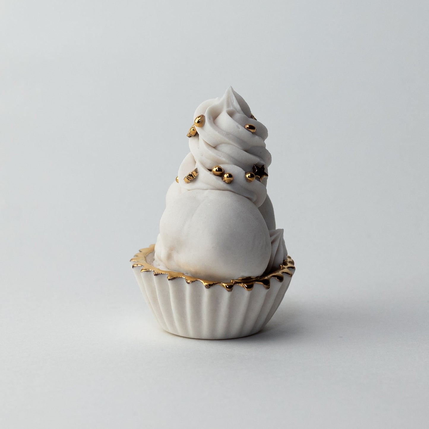 Gilded Twin Cupcake (Limited Edition Porcelain Sculpture)