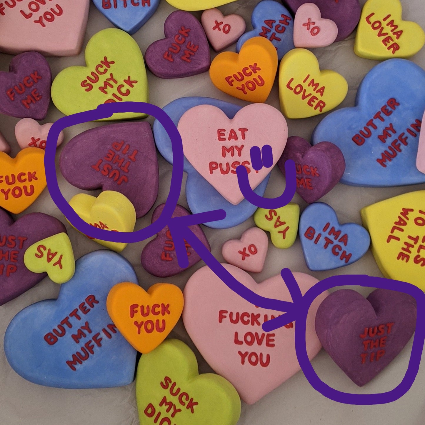 "JUST THE TIP" Porcelain Puffy Conversational Heart