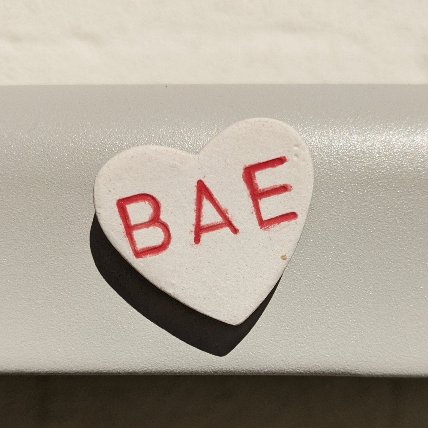 "BAE" Porcelain Conversational Heart Magnet
