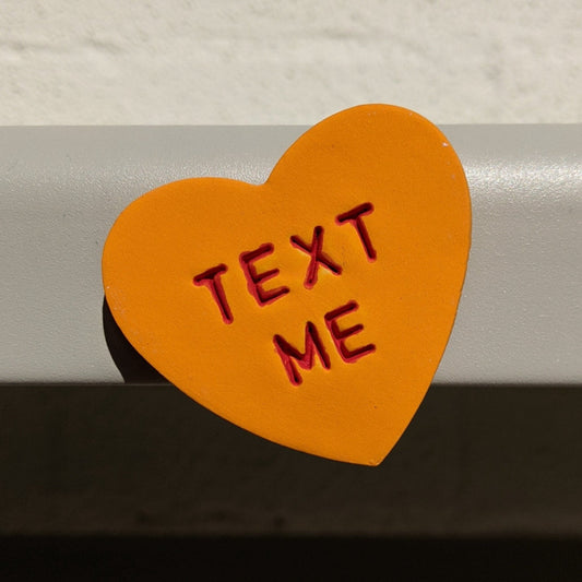 "TEXT ME" Porcelain Conversational Heart Magnet