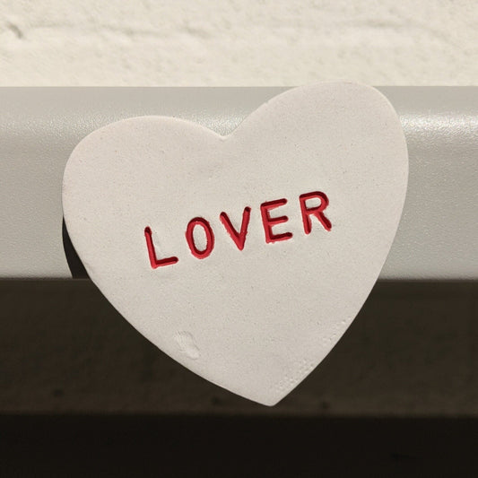 "LOVER" Porcelain Conversational Heart Magnet