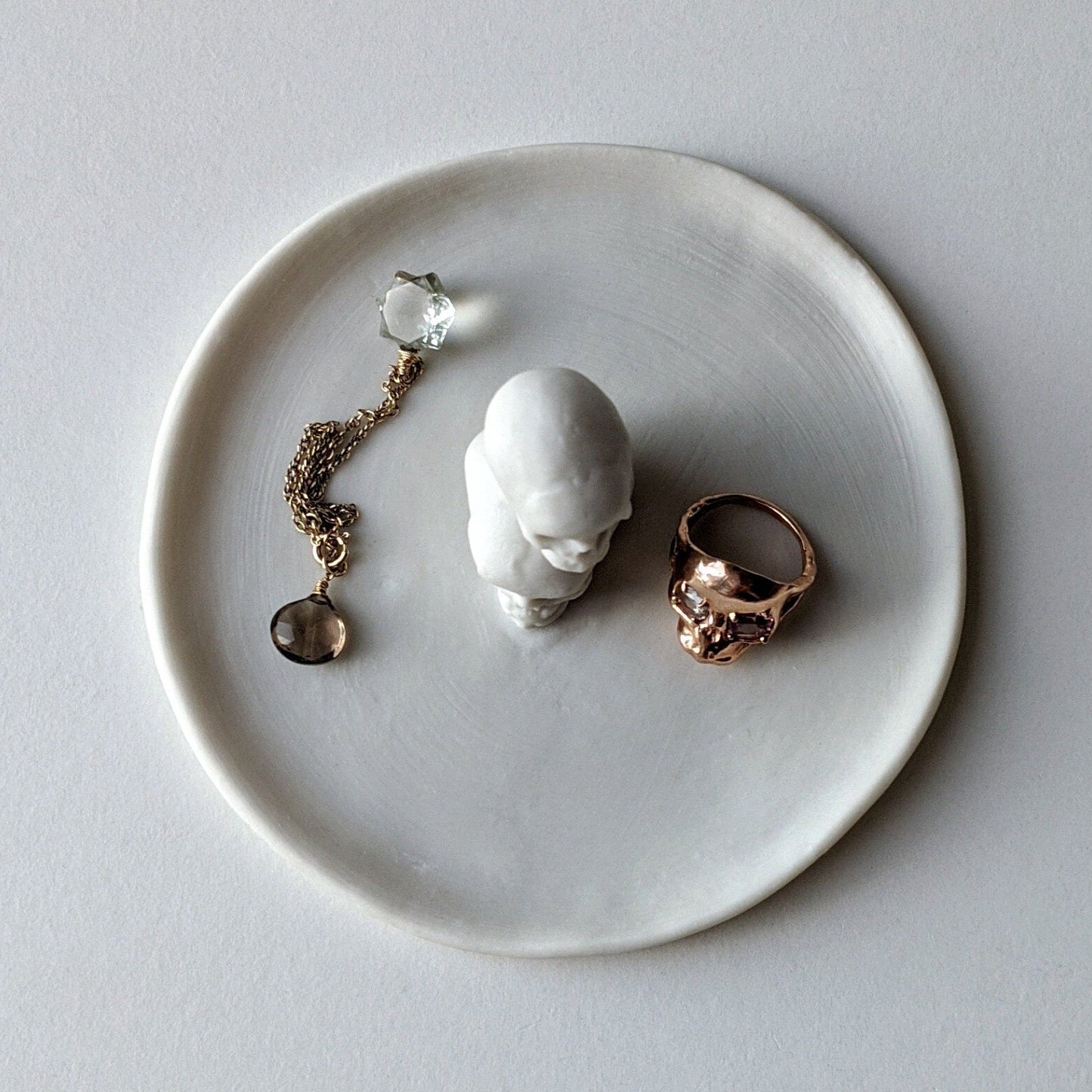 Double Skull Porcelain Jewelry Dish