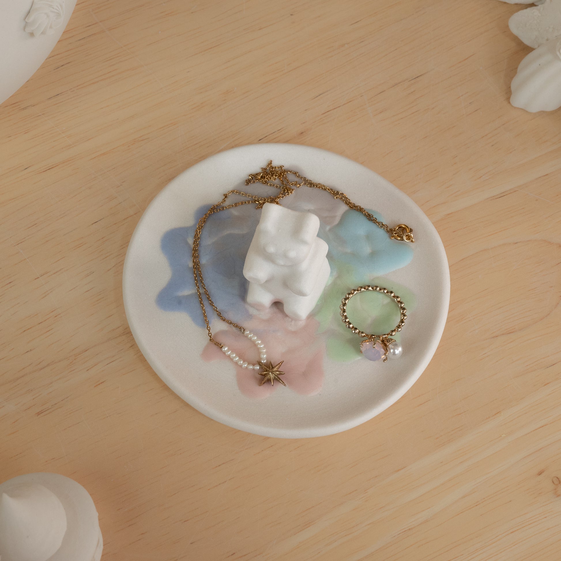 Porcelain ring dish plate gummy bear jewelry holder something blue wedding