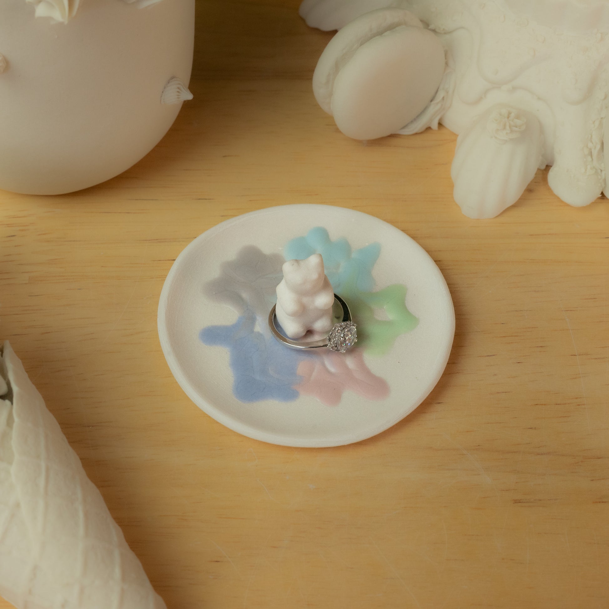 Porcelain ring dish plate gummy bear pastel blue jewelry holder