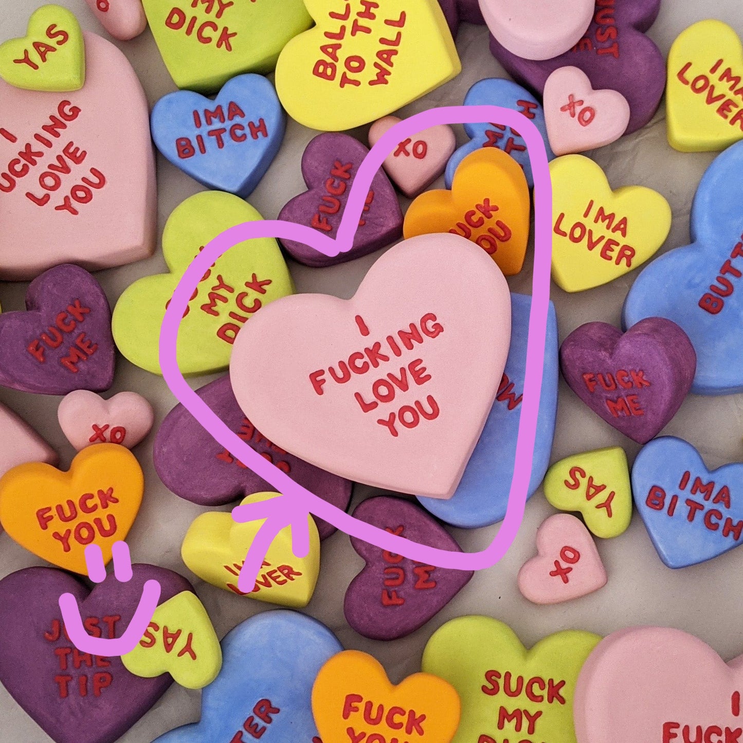 "I F***ING LOVE YOU" Porcelain Puffy Conversational Heart